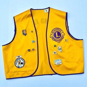 VTG 80s 90s Lions Club International, Lombard Illinois XL Vest + Pins & Patches
